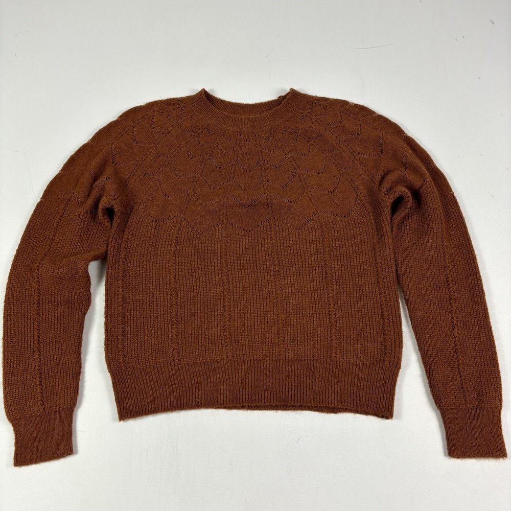 ASTR The Label Sweater Womens Medium Brown Acrylic Nylon Wool Crew Neck Pullover